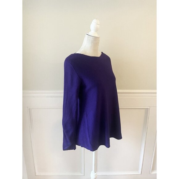 Hobbs London Purple Wool Blend Sweater Flared Hem M - Picture 2 of 6